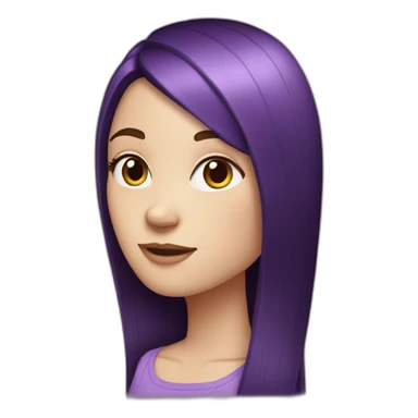 White girl with long straight black and purple hair sticker