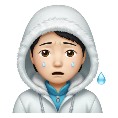 asian, eskimo glass, white coat, crying sticker