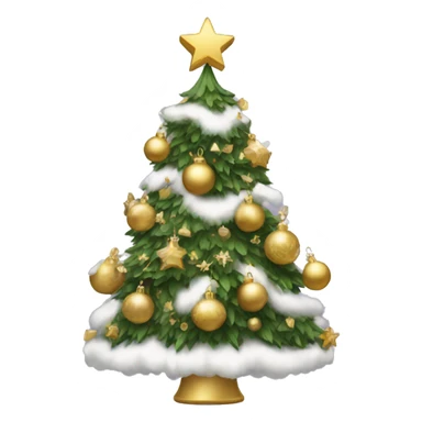 Christmas tree with white and gold decorations sticker