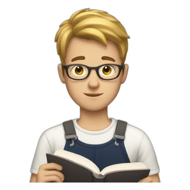 White Boy reading books sticker