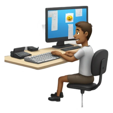 typing at a desk sticker