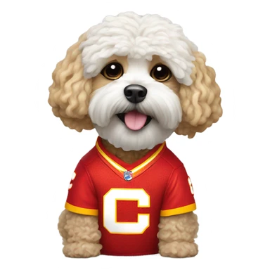 Noodles the Shipoo dog in a Kansas City chiefs outfit sticker