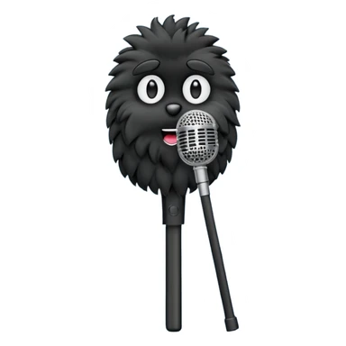 boom fluffy microphone with stick sticker