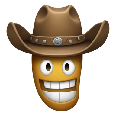 Neutral smiley face with cowboy hat sticker