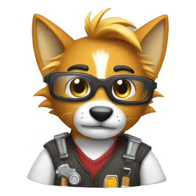 tails with mechanic glasses sticker