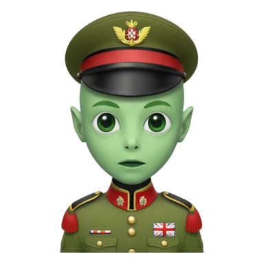 alien, wearing england soldier custome, half body sticker