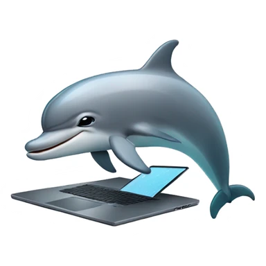 dolphin with a laptop sticker