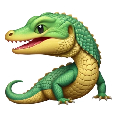 Cinematic Cute Yawning Monitor Lizard Portrait Emoji, Head tilted slightly with a dramatic, wide-open yawn, showcasing textured, patterned scales and sleepy, half-closed eyes exuding relaxed charm, Simplified yet irresistibly adorable features, highly detailed, glowing with a soft, cozy glow, high shine, relaxed yet expressive, stylized with a dash of whimsical wildness, soft glowing outline, capturing the essence of a drowsy yet affectionate reptile that appears ready to stretch out for a nap! sticker