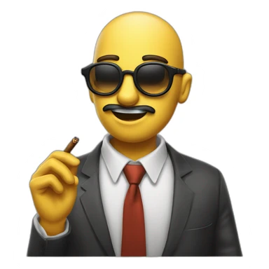 calvo con gafas y con un cigarro haciendo mewing bye bye sticker