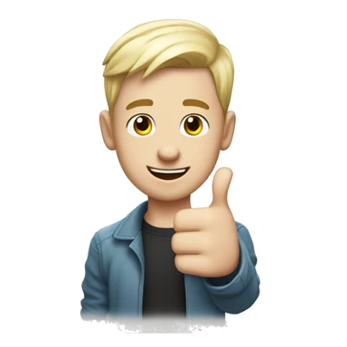 White skinned Young man with Thumbs up wearing cool  sticker