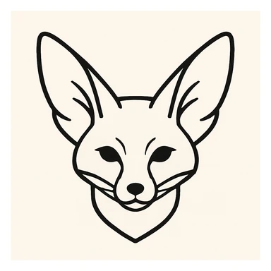 head of a fennec fox, minimalistic, clean lines, simple shapes sticker