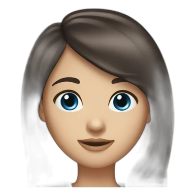 Dark brown long hair bangs girl with blue eyes sticker