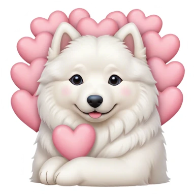 samoyed hug with pastel hearts sticker