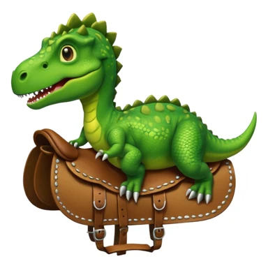 Dinosaur in saddle, front face sticker