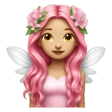 Beautiful, flower, fairy, pink, white, long hair, with pink wings sticker
