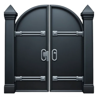 iOS emoji, minimal dark gate, sealed door, flat design sticker