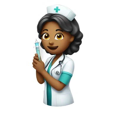nurse hugging face with a syringe in her hand sticker