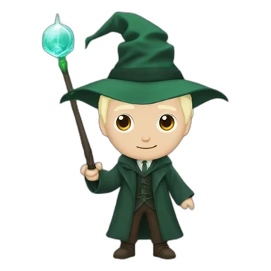 Draco malfoy with A wand and Sorting hat sticker