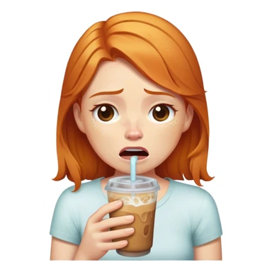 Ginger Girl crying with iced coffee  sticker