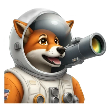 cosmonaute with foxy head (no helmet) and a telescope sticker