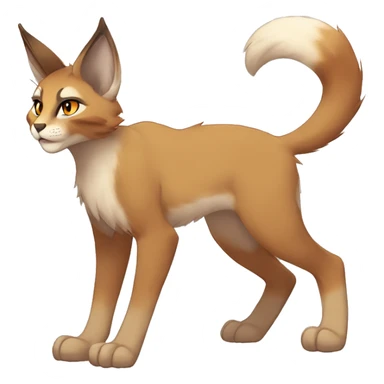 Anthro Beige-Orange-Brown Furry-Sona-Fakemon Lynx-Caracal Full Body sticker
