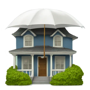 A house with an umbrella over it sticker