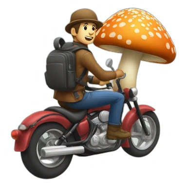male eating mushroom while riding bernadoodle sticker