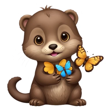 otter with butterflies and idea sticker