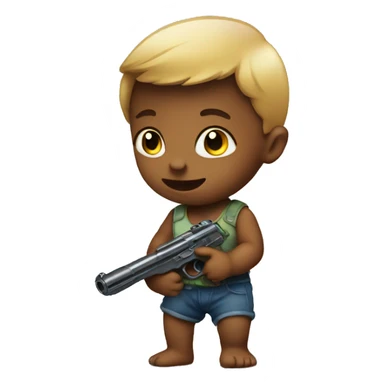 Baby holding toy gun sticker