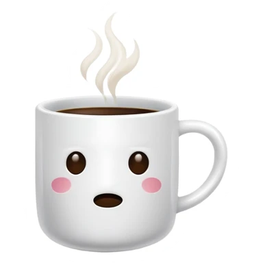 White ceramic coffee mug filled with hot coffee, no face or emoji sticker