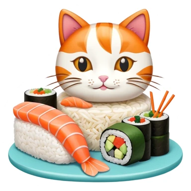 cat with a birthday cake made out of sushi sticker