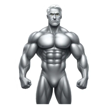 silver man muscle flex sticker