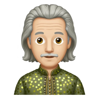 Johann Konrad Dippel (1673-1734) with gray hair, olive sequin outfit sticker
