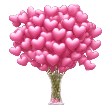 10000000 huge pink hearts on stems in a clear glass vase sticker