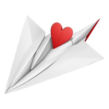 paper airplane with classic heart sticker