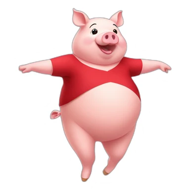 Fat Pig dancing Ballet with red shirt sticker
