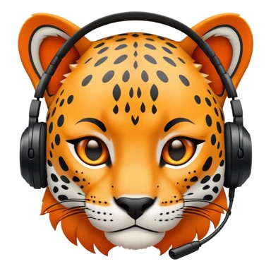 A TOK emoji of a jaguar, white background, WITH GAMING HEADSET sticker