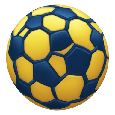 A soccer ball with dark blue and yellow color sticker