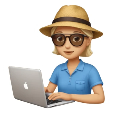 person am laptop und im hintergrund einen strand. bitte neutralen menschen, also keine frau und keinen mann sticker