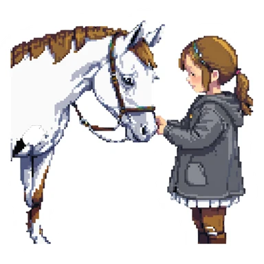 child petting a horse sticker