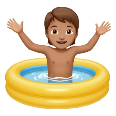 Enfant 2 ans cheveux brun qui saute dans sa piscine gonflable  sticker
