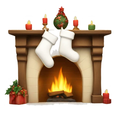 Cream stocking on fireplace sticker