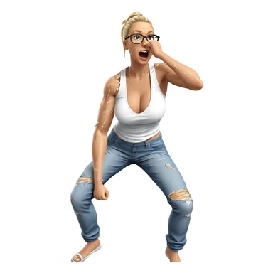 blonde girl in torn outfit sticker