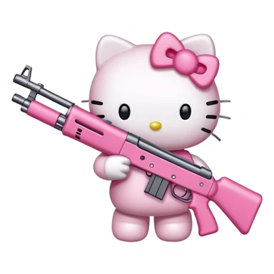 Hello kitty holding a pink riffle  sticker