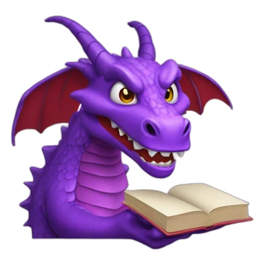 purple dragon head holding book RIP title sticker