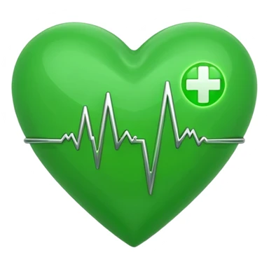 green heart with ECG heartbeat line sticker