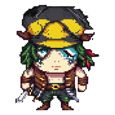 blue eyed pirate with a scar over one eye sticker