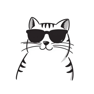 cat wearing sunglasses wearing sunglasses, hand drawn doodle style sticker