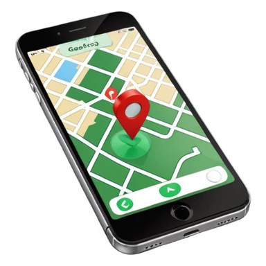 dark green geotag pointing to map on dark green iphone display sticker