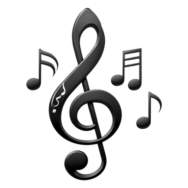 Minimalistic flat vector icon, iOS style, thin black contour on white background. Treble clef and musical notes. Clean, no text, no shadows.
 sticker